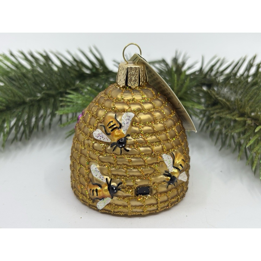 OWC Bee Skep Beehive Christmas Ornament w/Box New